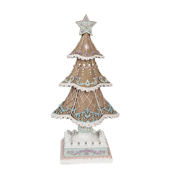 Clayre &amp; Eef   | Kerstdecoratie Kerstboom Bruin Wit 12x12x25 cm | 6PR4320