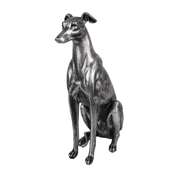 Clayre &amp; Eef   | Decoratie Beeld Hond Zilverkleurig 20x10x30 cm | 6PR5068