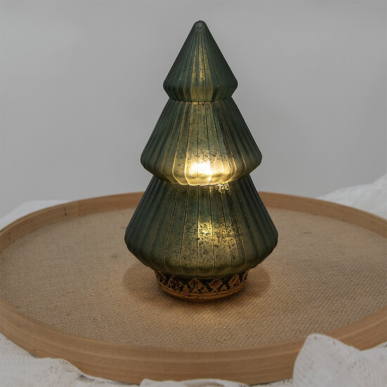 Clayre &amp; Eef   | Kerstdecoratie Kerstboom met LED Groen &oslash; 13x23 cm / 2xAAA | 6GL4577