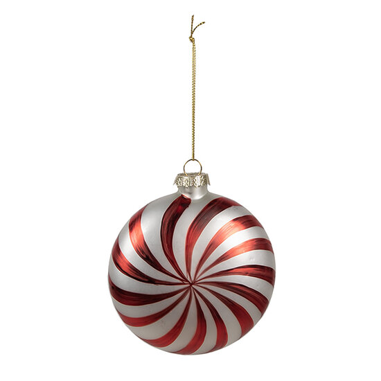 Clayre &amp; Eef   | Kerstbal Rood Wit 8x3x8 cm | 6GL4632