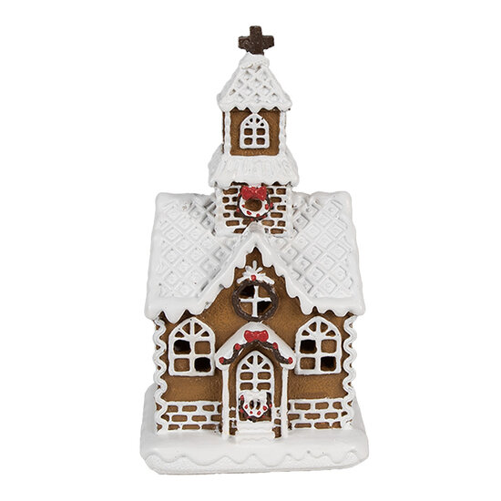 Clayre &amp; Eef   | Decoratie huis met LED Bruin Wit 8x7x15 cm | 6PR4304