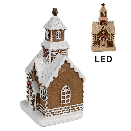 Clayre &amp; Eef   | Decoratie huis met LED Bruin Wit 8x7x15 cm | 6PR4304