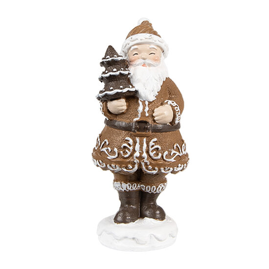 Clayre &amp; Eef   | Kerstdecoratie Kerstman Bruin Wit 3x3x8 cm | 6PR4305