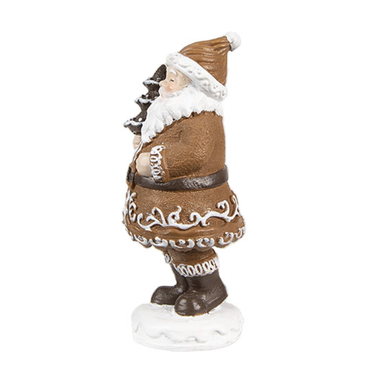 Clayre &amp; Eef   | Kerstdecoratie Kerstman Bruin Wit 3x3x8 cm | 6PR4305