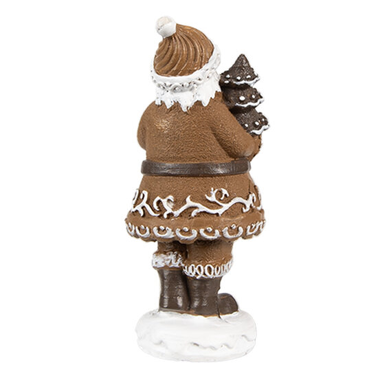 Clayre &amp; Eef   | Kerstdecoratie Kerstman Bruin Wit 3x3x8 cm | 6PR4305