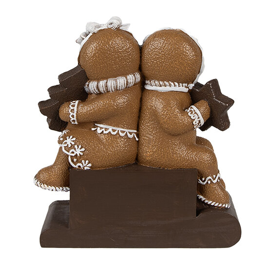 Clayre &amp; Eef   | Decoratie peperkoekpoppen met kalender Bruin Wit 11x4x13 cm | 6PR4311