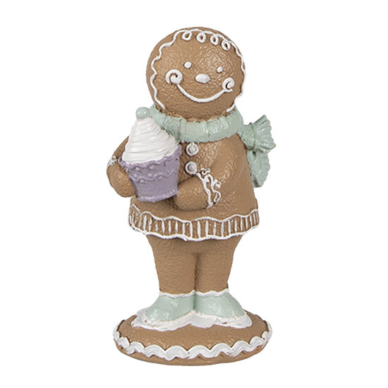 Clayre &amp; Eef   | Decoratie peperkoekpop Bruin Groen 6x4x11 cm | 6PR4319