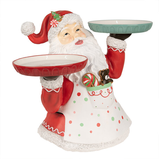 Clayre &amp; Eef   | Kerstdecoratie Beeld Kerstman Rood Wit 55x33x44 cm | 6PR4248