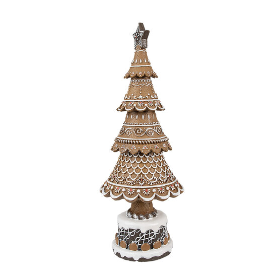 Clayre &amp; Eef   | Kerstdecoratie Beeld Kerstboom Bruin, Wit &oslash; 16x42 cm | 6PR4977GG