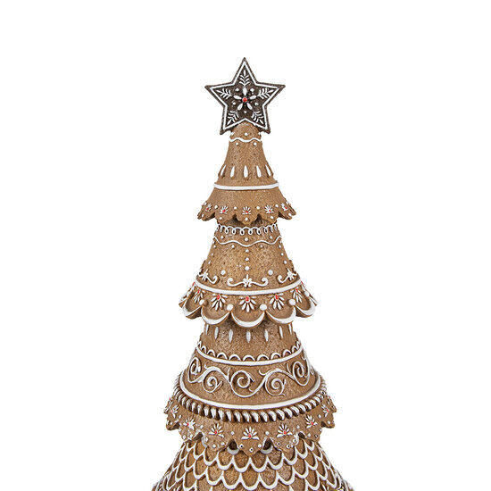 Clayre &amp; Eef   | Kerstdecoratie Beeld Kerstboom Bruin, Wit &oslash; 16x42 cm | 6PR4977GG