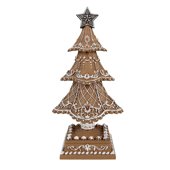 Clayre &amp; Eef   | Kerstdecoratie Beeld Kerstboom Bruin, Wit &oslash; 18x32 cm | 6PR4978GG