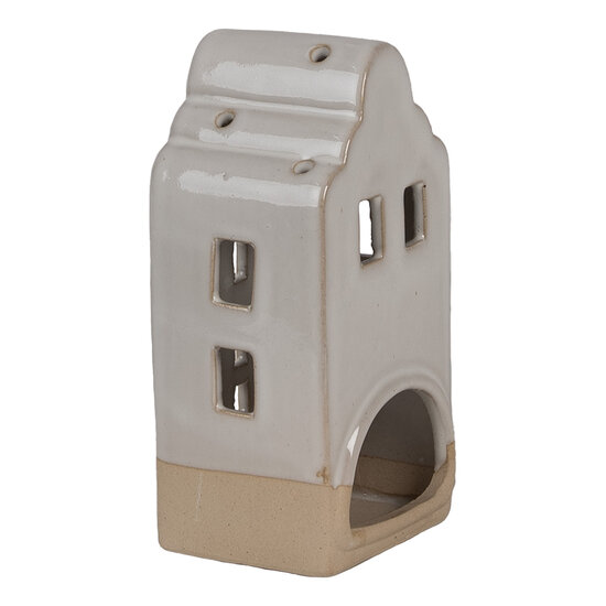 Clayre &amp; Eef   | Theelichthouder Kerst Huisje Beige 7x6x14 cm | 6CE1789