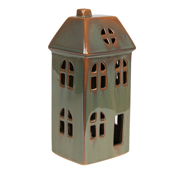 Clayre &amp; Eef   | Decoratie Huisje met LED Groen 7x6x15 cm | 6CE1797