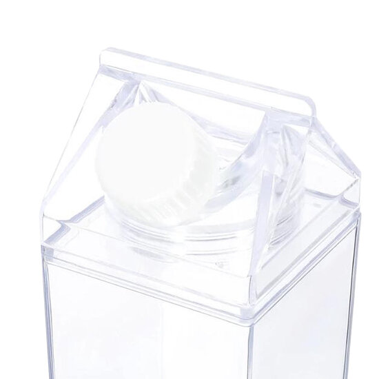 Clayre &amp; Eef   | Drinkfles Transparant zwart 6x6x20 cm / 500 ml | 65698