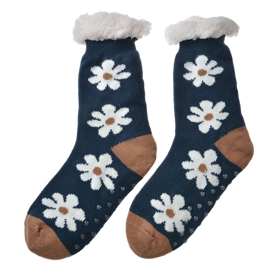 Clayre &amp; Eef   | Sokken Bloemen Blauw Beige one size | JZSK0024