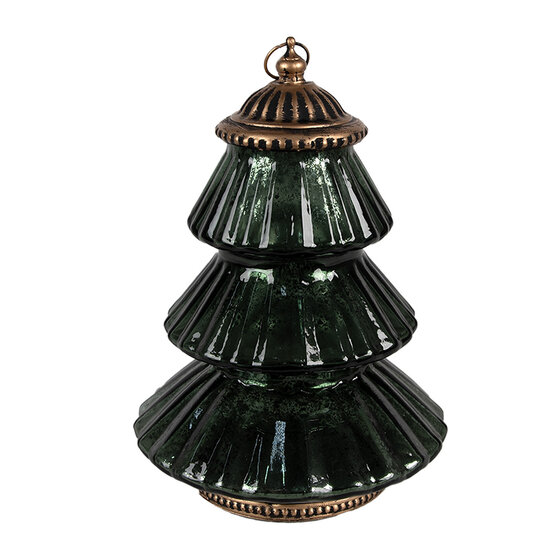 Clayre &amp; Eef   | Kerstdecoratie Beeld Kerstboom met LED Groen &oslash; 16x22 cm | 6GL4574GR