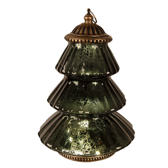 Clayre &amp; Eef   | Kerstdecoratie Beeld Kerstboom met LED Groen &oslash; 16x22 cm | 6GL4574GR