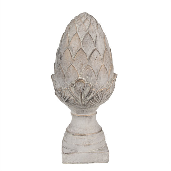 Clayre &amp; Eef   | Decoratie Beeld Dennenappel Grijs &oslash; 17x39 cm | 6TE0545L