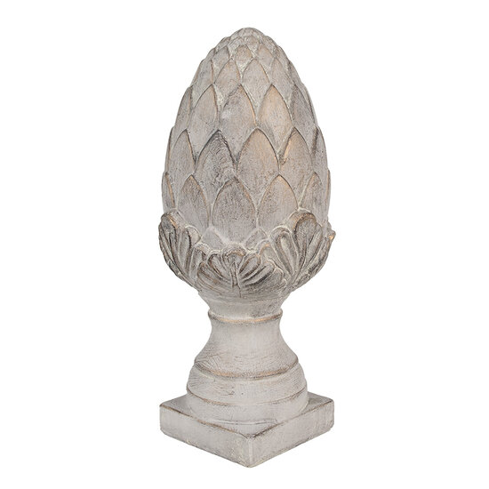 Clayre &amp; Eef   | Decoratie Beeld Dennenappel Grijs &oslash; 17x39 cm | 6TE0545L