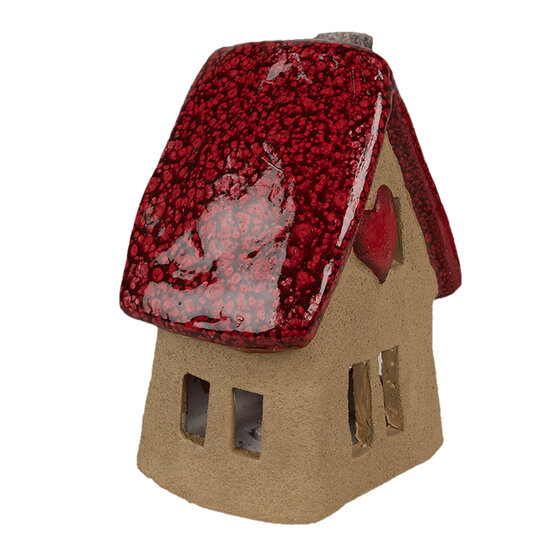 Clayre &amp; Eef   | Decoratie Huisje Bruin Rood 12x9x16 cm | 6CE1776