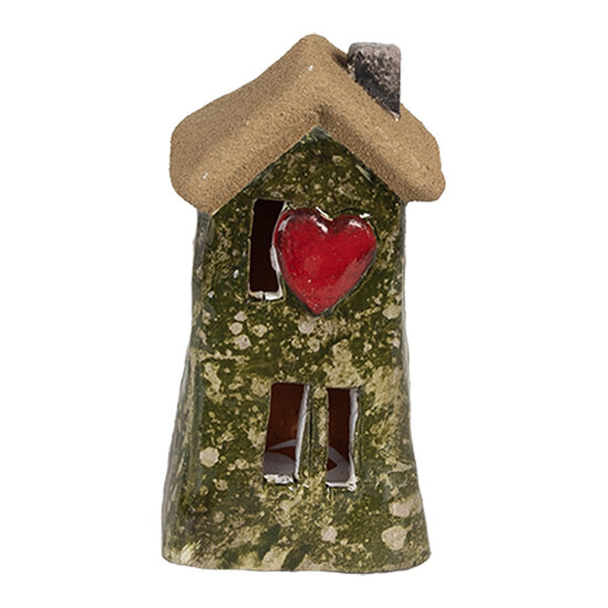 Clayre &amp; Eef   | Decoratie Huisje Groen Bruin 5x5x10 cm | 6CE1779