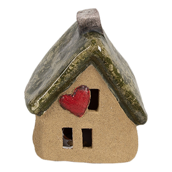 Clayre &amp; Eef   | Decoratie Huisje Bruin Groen 7x6x9 cm | 6CE1780