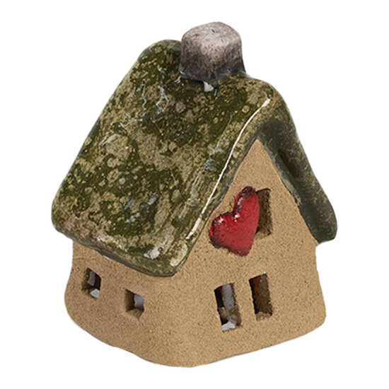 Clayre &amp; Eef   | Decoratie Huisje Bruin Groen 7x6x9 cm | 6CE1780