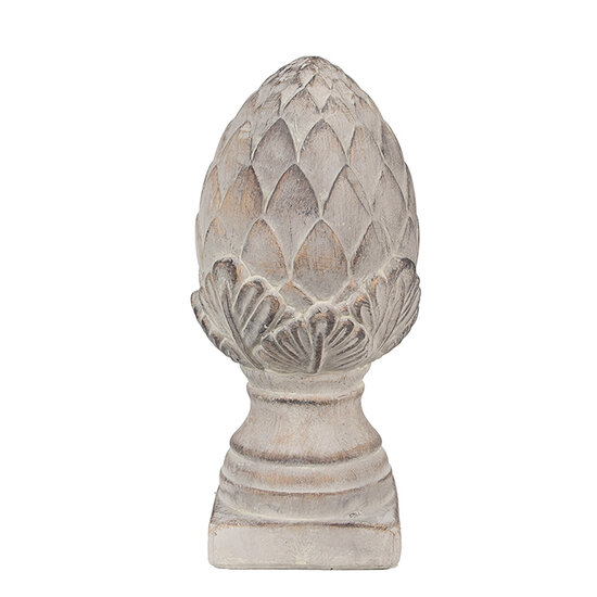 Clayre &amp; Eef   | Decoratie Beeld Dennenappel Grijs &oslash; 12x26 cm | 6TE0545S