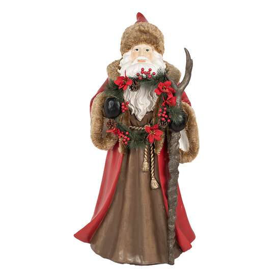 Clayre &amp; Eef   | Kerstdecoratie Kerstman Rood Bruin 65x49x122 cm | 5PR0138