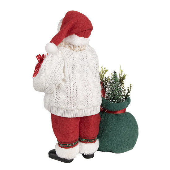 Clayre &amp; Eef   | Kerstdecoratie Kerstman Wit Rood 18x13x27 cm | 65599