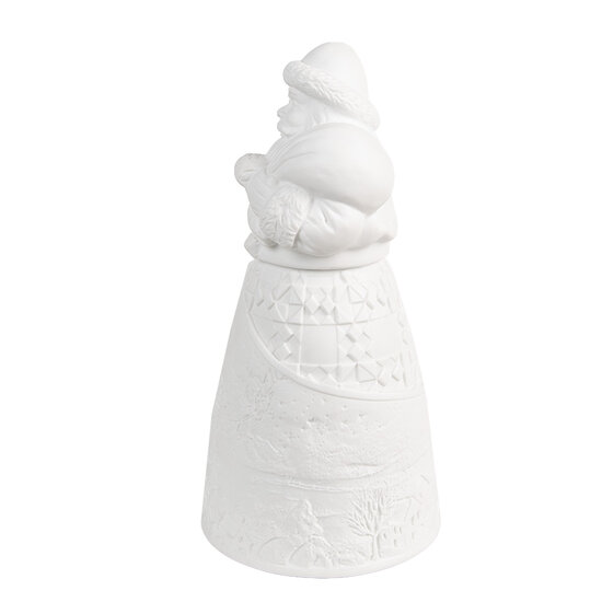 Clayre &amp; Eef   | Kerstdecoratie Beeld Kerstman met LED Wit &oslash; 9x19 cm / 3xAAA | 6CE1748