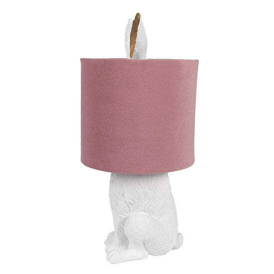 Clayre &amp; Eef   | Tafellamp Konijn Wit Roze &oslash; 20x43 cm E27/max 1x60W | 6LMC0099WVP