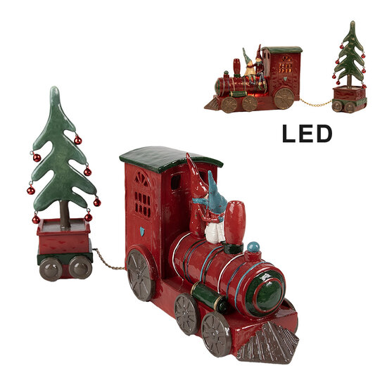 Clayre &amp; Eef   | Decoratie Trein met LED Rood Groen 30x7x21 cm / 2x AAA | 6PR4239