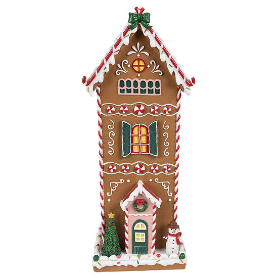 Clayre &amp; Eef   | Decoratie Huis Bruin Wit 17x14x40 cm | 6PR4250