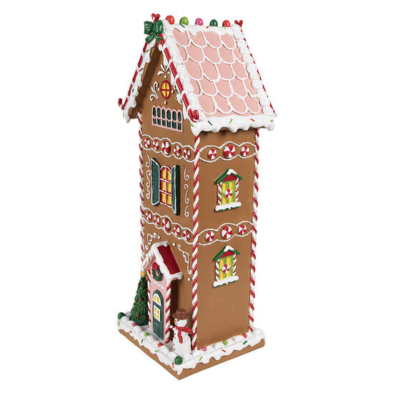 Clayre &amp; Eef   | Decoratie Huis Bruin Wit 17x14x40 cm | 6PR4250