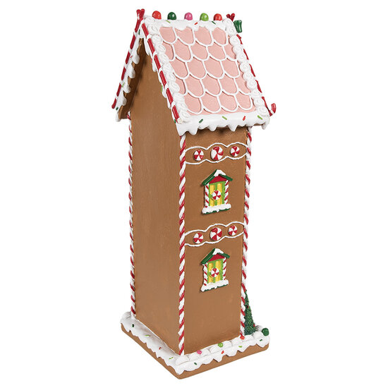 Clayre &amp; Eef   | Decoratie Huis Bruin Wit 17x14x40 cm | 6PR4250