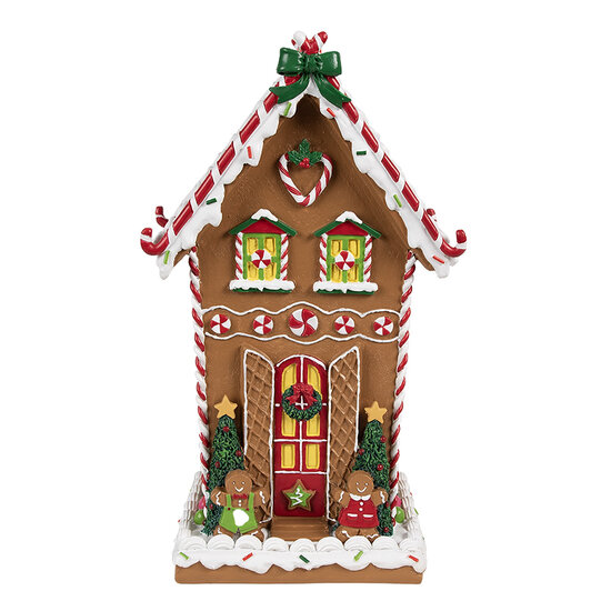 Clayre &amp; Eef   | Decoratie Huis Bruin Wit 18x14x31 cm | 6PR4251