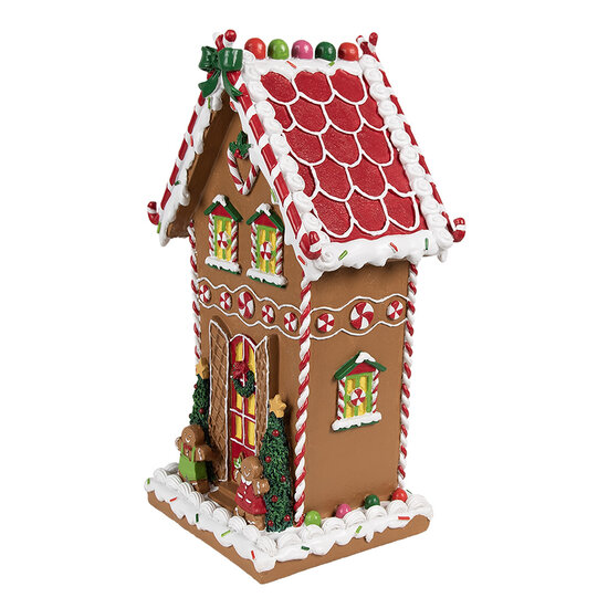 Clayre &amp; Eef   | Decoratie Huis Bruin Wit 18x14x31 cm | 6PR4251