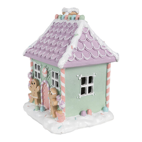 Clayre &amp; Eef   | Decoratie Huis Groen Roze Paars 17x14x21 cm | 6PR4267