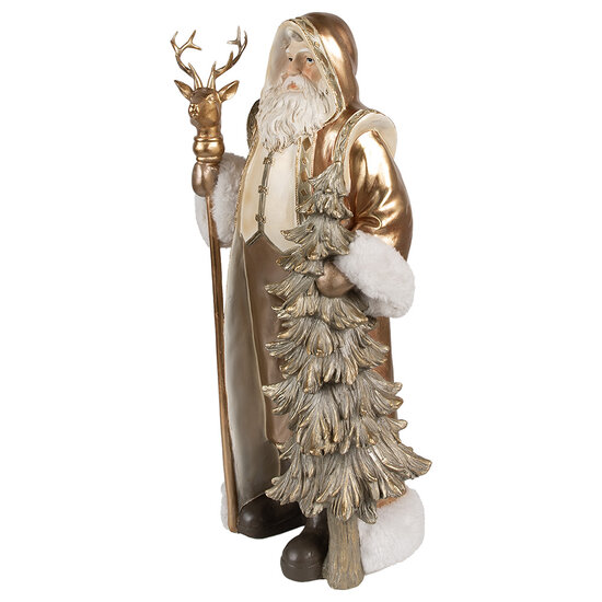 Clayre &amp; Eef   | Kerstdecoratie Kerstman Goudkleurig 25x18x50 cm | 6PR4279