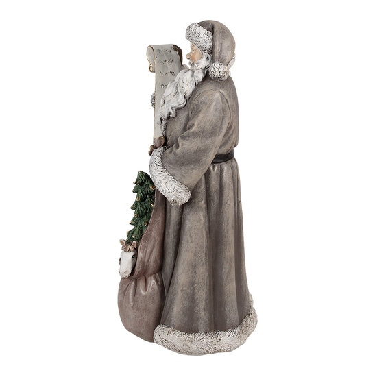 Clayre &amp; Eef   | Kerstdecoratie Kerstman Grijs 22x18x40 cm | 6PR4282