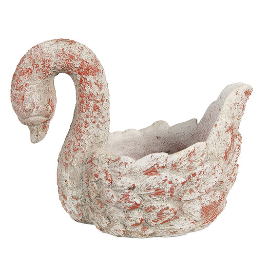 Clayre &amp; Eef   | Bloempot Binnen Grijs Rood 19x11x15 cm | 6TE0549