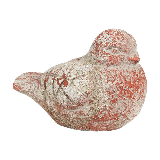 Clayre &amp; Eef   | Decoratie beeld Vogel Grijs Rood 14x9x10 cm | 6TE0550