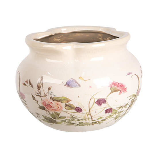 Clayre &amp; Eef   | Bloempot Binnen Beige Roze &oslash; 17x12 cm | 6CE1944S