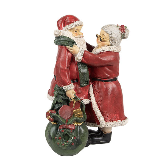 Clayre &amp; Eef   | Kerstdecoratie Beeld Kerstman Rood 10x10x16 cm | 6PR2780GG