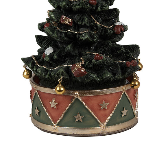 Clayre &amp; Eef   | Muziekdoos Kerstboom Groen Rood &oslash; 12x18 cm | 6PR5100