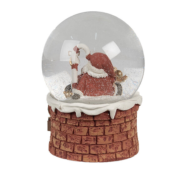 Clayre &amp; Eef   | Sneeuwbol met muziek Kerstman Rood Wit &oslash; 10x15 cm | 65769