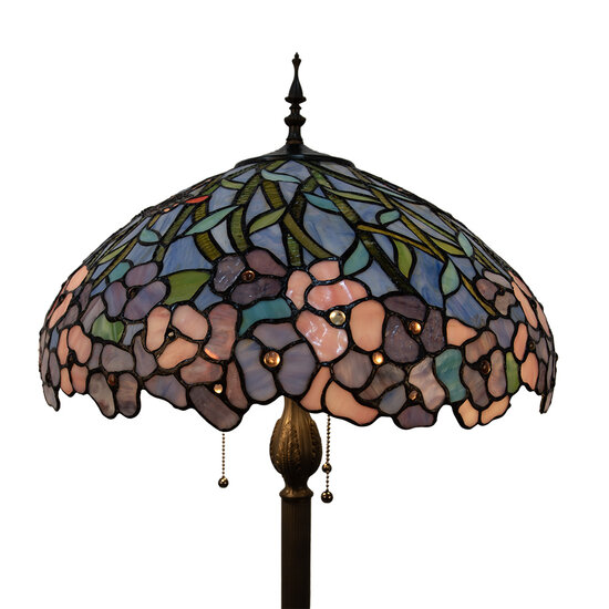 Clayre &amp; Eef   | Tiffany Vloerlamp Beige, Roze &oslash; 51x165 cm E27/max 3x60W | 5LL-5453