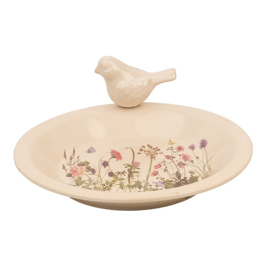 Clayre &amp; Eef   | Vogelvoederbak Beige Roze &oslash; 26x10 cm | 6CE1948L