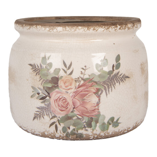 Clayre &amp; Eef   | Bloempot Binnen Beige Roze &oslash; 20x15 cm | 6CE1978L